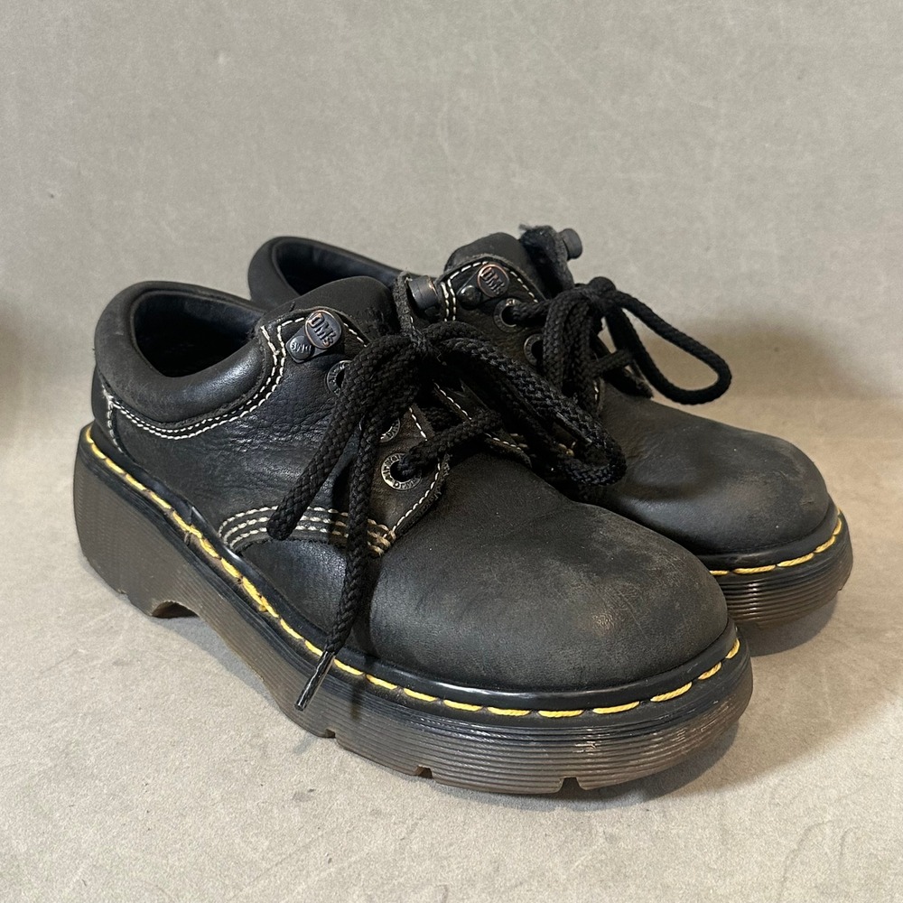 Dr. Martens 9846 Made in England Black Leather Platform Oxfords Mens 5 Womens 6